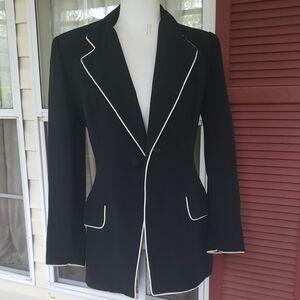 JL JULIE AND LEONARD Vintage Cowgirl Western Black Blazer with Cream Piping Trim